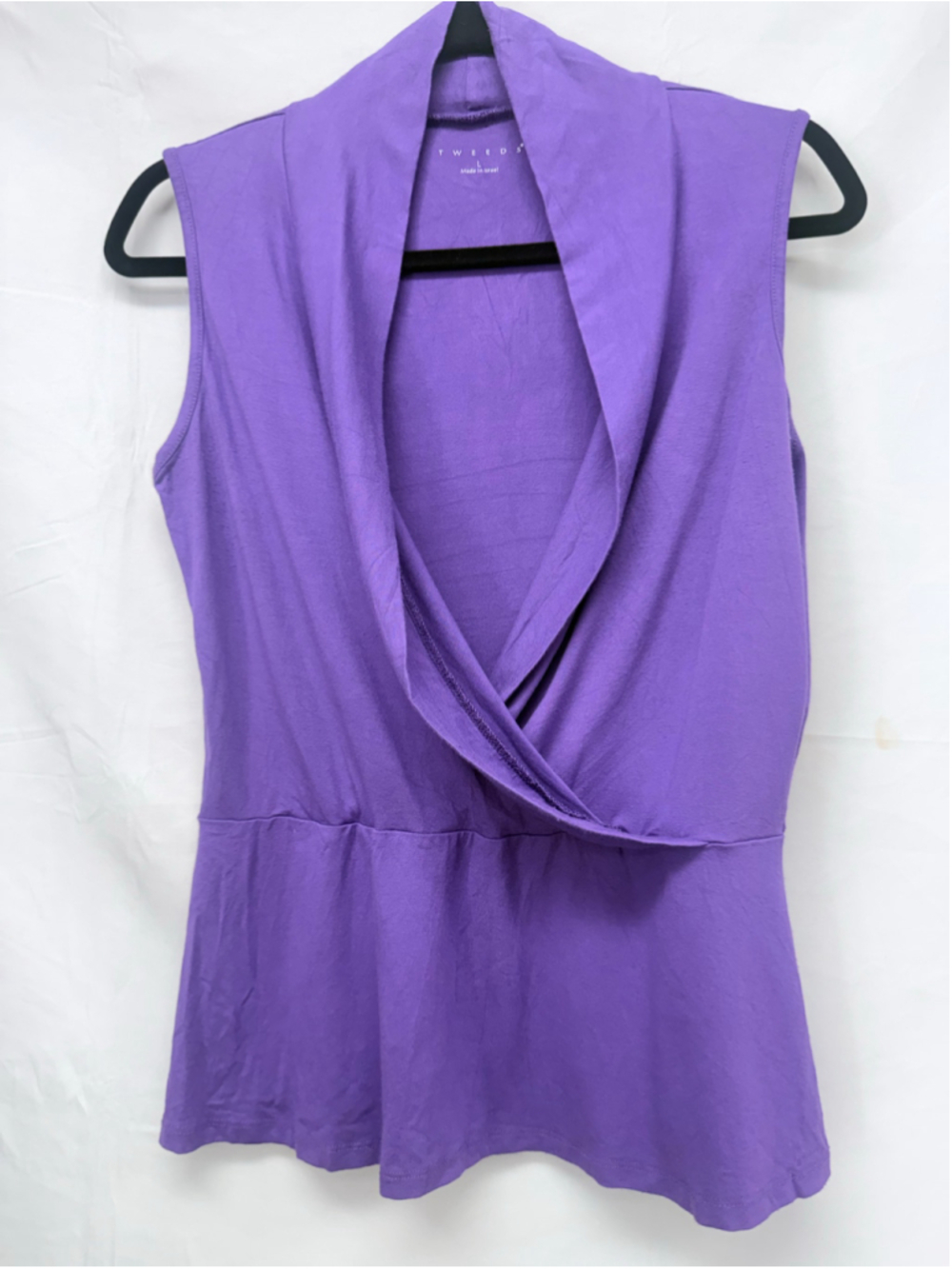 Women's Vintage Tweeds Sleeveless Tank Top Purple Size L